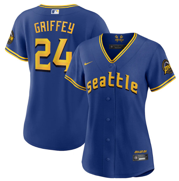 Women's Seattle Mariners #24 Ken Griffey Jr. Royal 2023 City Connect Stitched Baseball Jersey(Run Small)